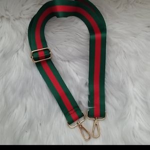 Red Green Striped Web Crossbody Shoulder Strap